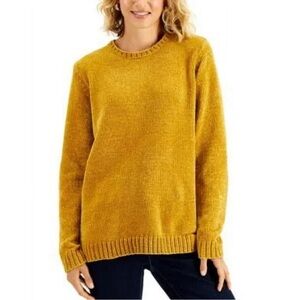 Karen Scott Crewneck Golden Chenille Soft Knit Sweater Size Large